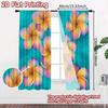 2D FLAT PRINTING 2pcs Curtains (Without Rod) Floral Pattern on Blue Background Holiday Easter Printed Curtains Prints Light