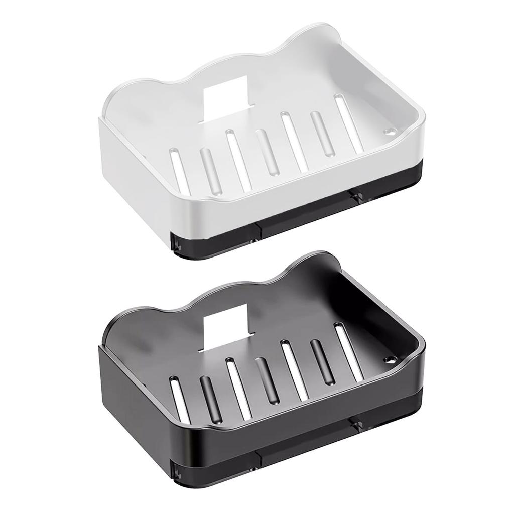 Pack Of 2 Soap Holders No Drilling Required Wall Mounted Self Adhesive Soap Dish with Drain for Bathroom and Kitchen