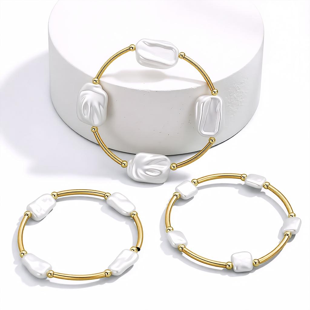 European and American jewelry, baroque retro stacked special-shaped pearl bracelets, simple elbow splicing bracelets