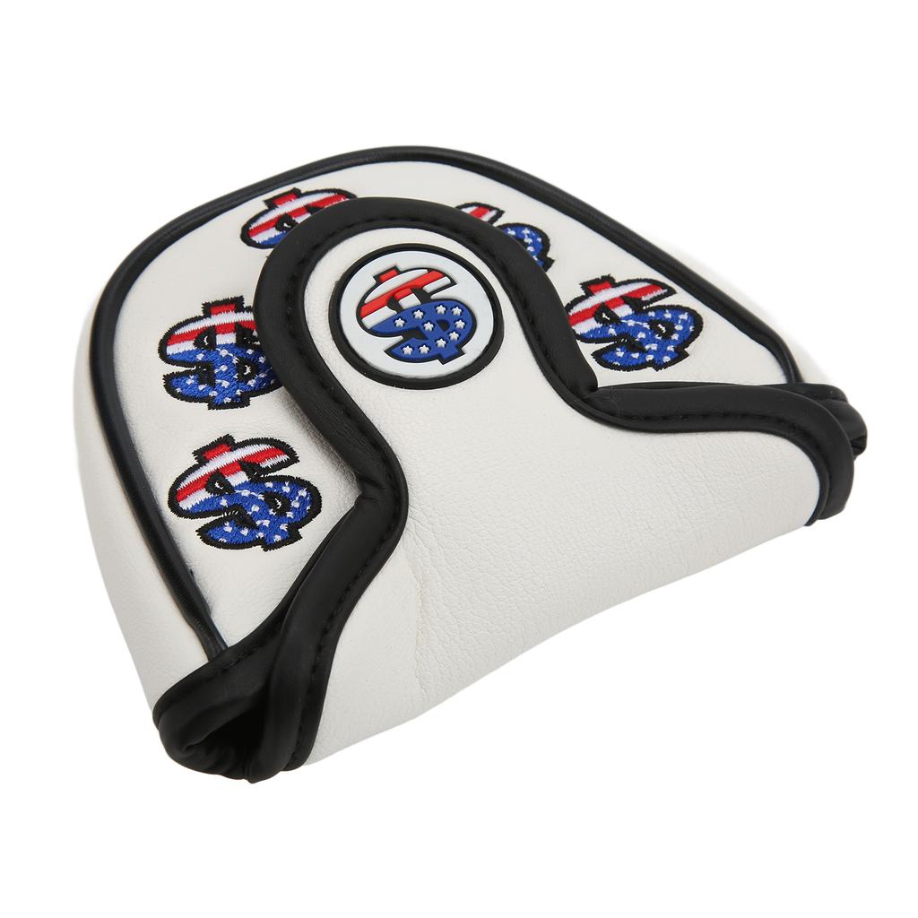 Golf Putter Head Covers PU Leather Waterproof Golf Club Headcover Protector with Magnetic ClosureWhite
