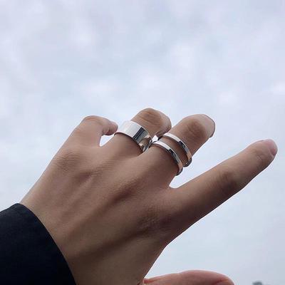 Anello aperto da uomo in argento, trendy, lussuoso, con indice aperto
