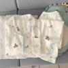 French Floral Bear Cloud Cotton Spring New Pajamas Women's Casual Comfortable Loungewear Short-sleeved Set