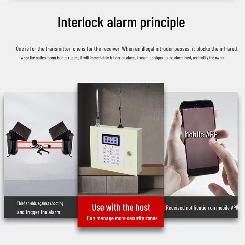 Wireless Solar Infrared Beam Detector for Outdoor Anti-Theft Security