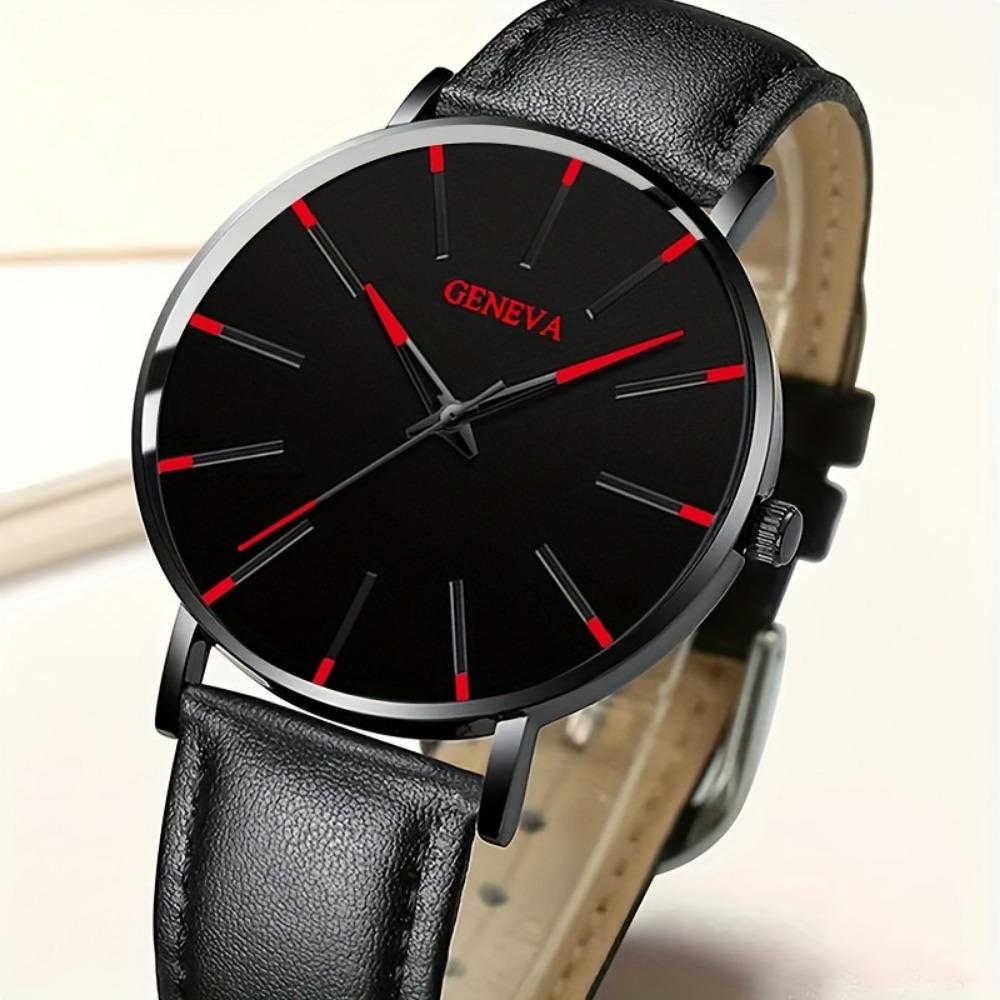 Geneva Watch Accessories Set Men'S Watch Accessories Ring Business Pu Belt Quartz Watch