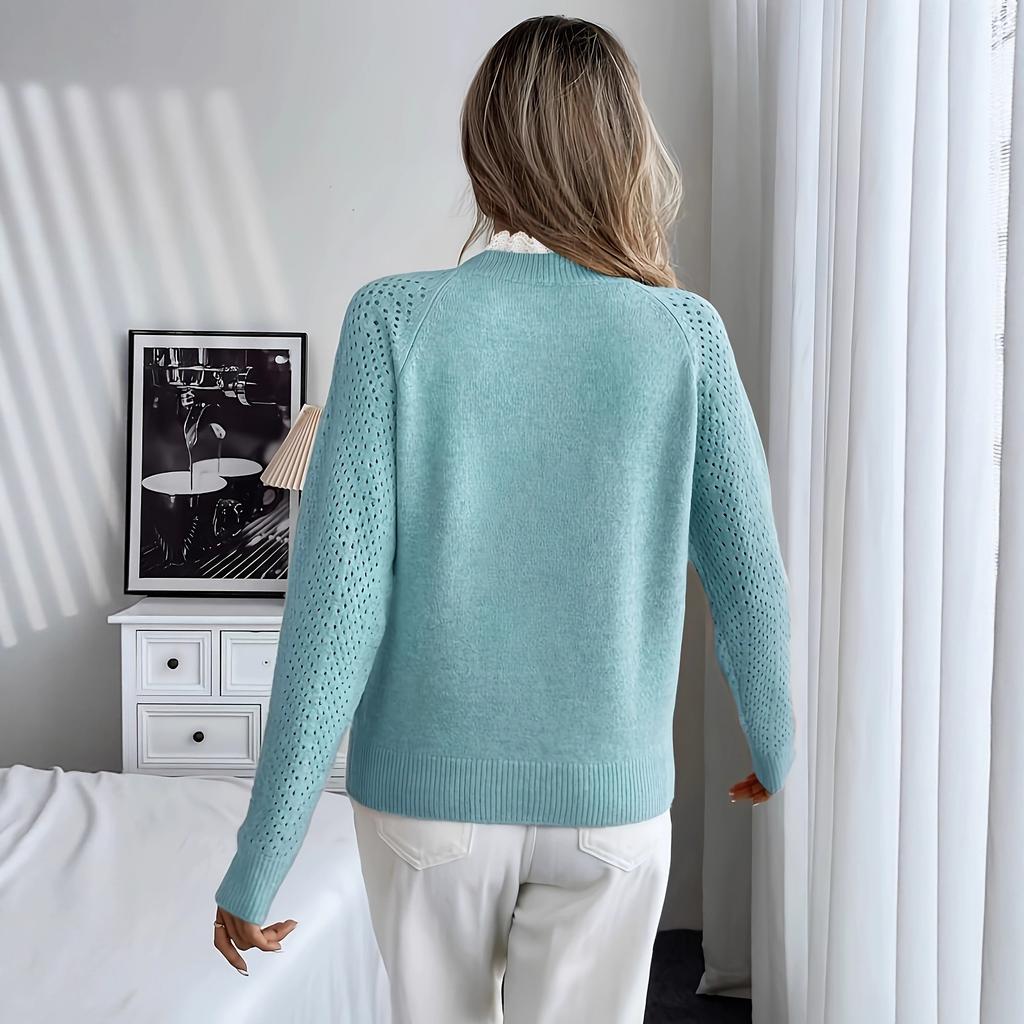 YYFS Maglioni a maniche lunghe con stampa tinta unita, casual, autunno inverno, da donna