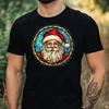 T-Shirt Men Santa Claus Stained Glass Motif Cotton Size XS To 5XL