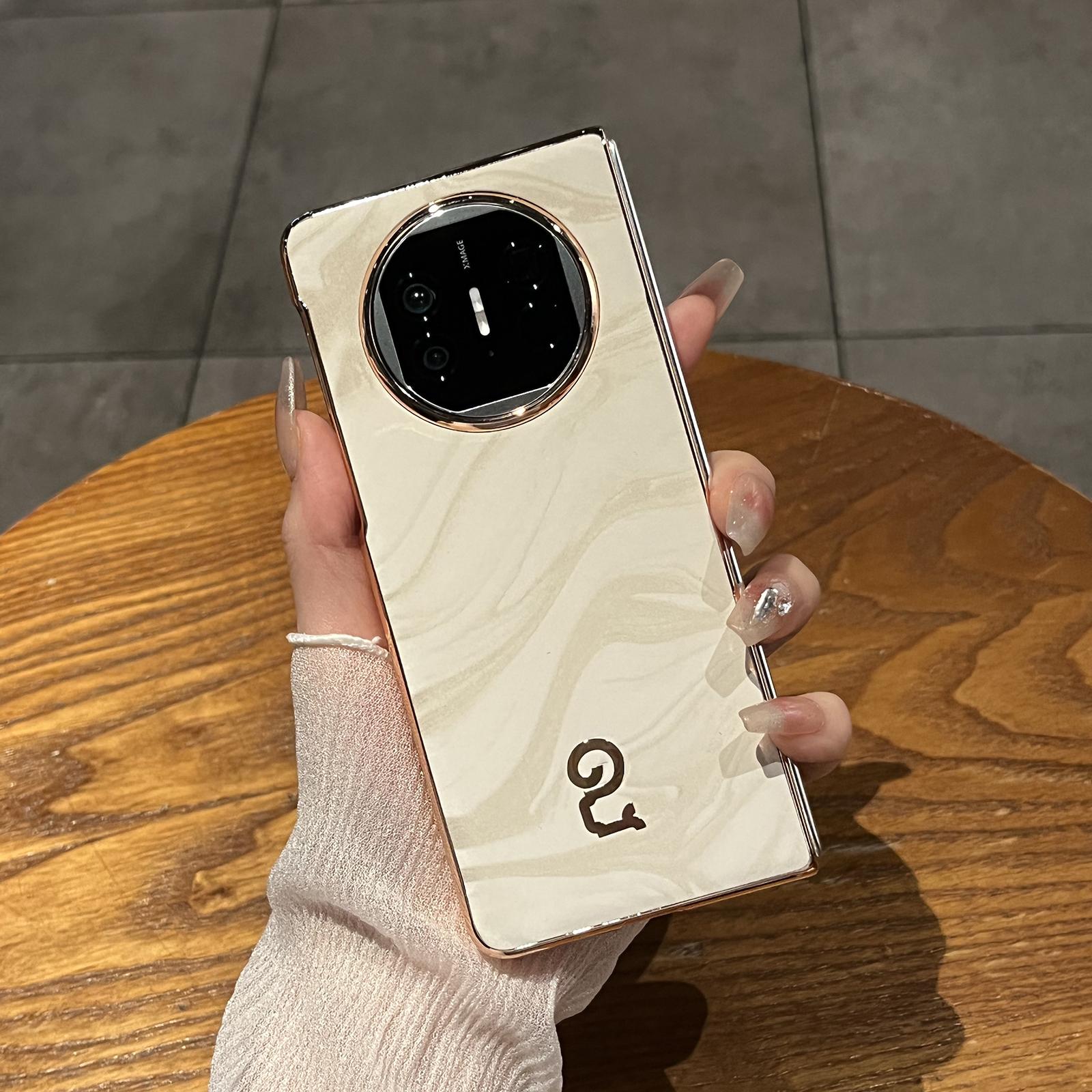 

For Huawei Mate X5 Case PU Leather Hard PC Folding Phone Cover Yellow