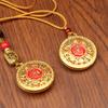 Yellow God of Wealth, Eight Treasures Compass Key Pendant, Handmade Rope, Wealth Attraction Pendant, Chinese Ethnic Style, Metal Accessories, Gifts