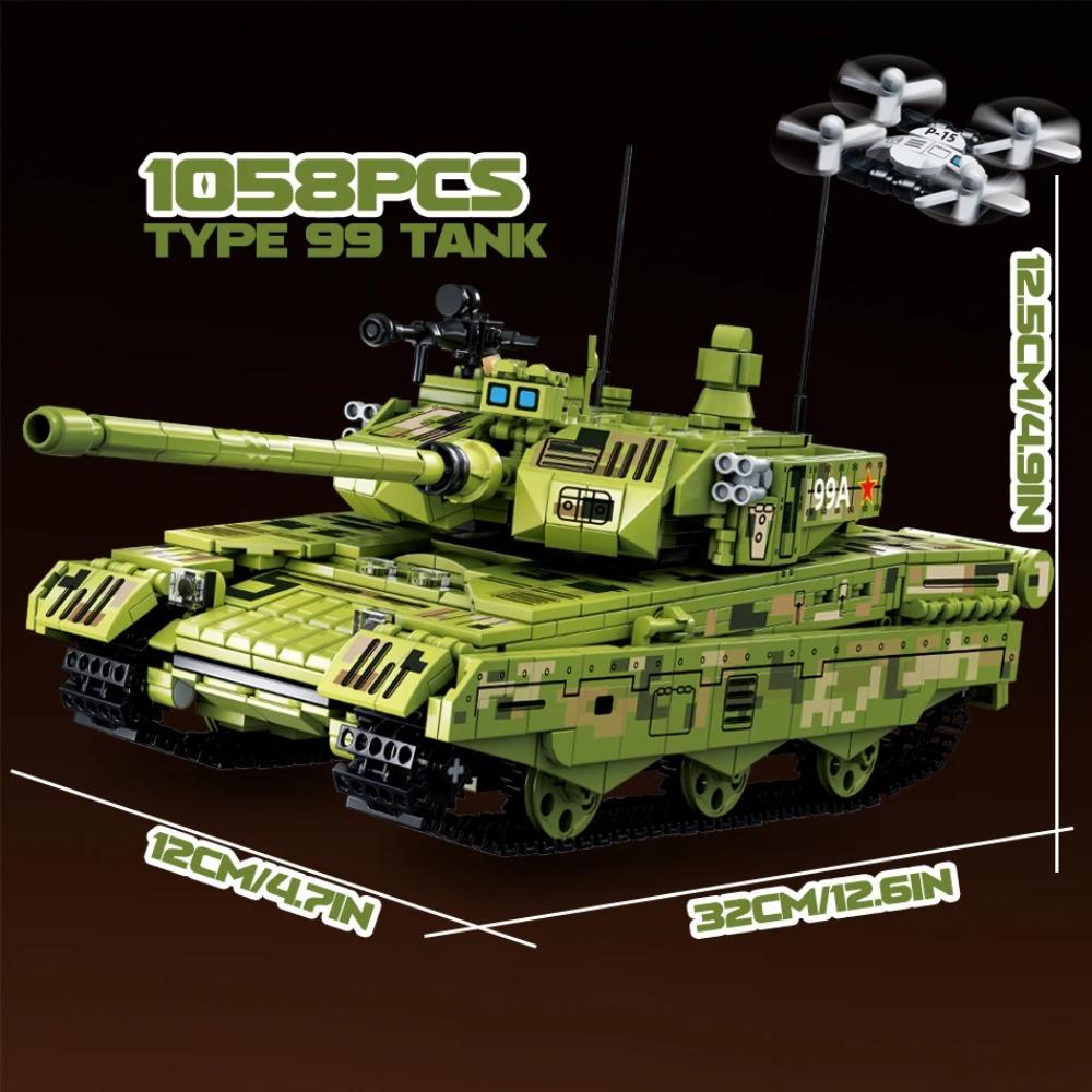 HUIQIBAO WW2 Military Tank Building Blocks Set for Children Army Weapon Car Truck Bricks Toy City Construction Bricks Kids Gift