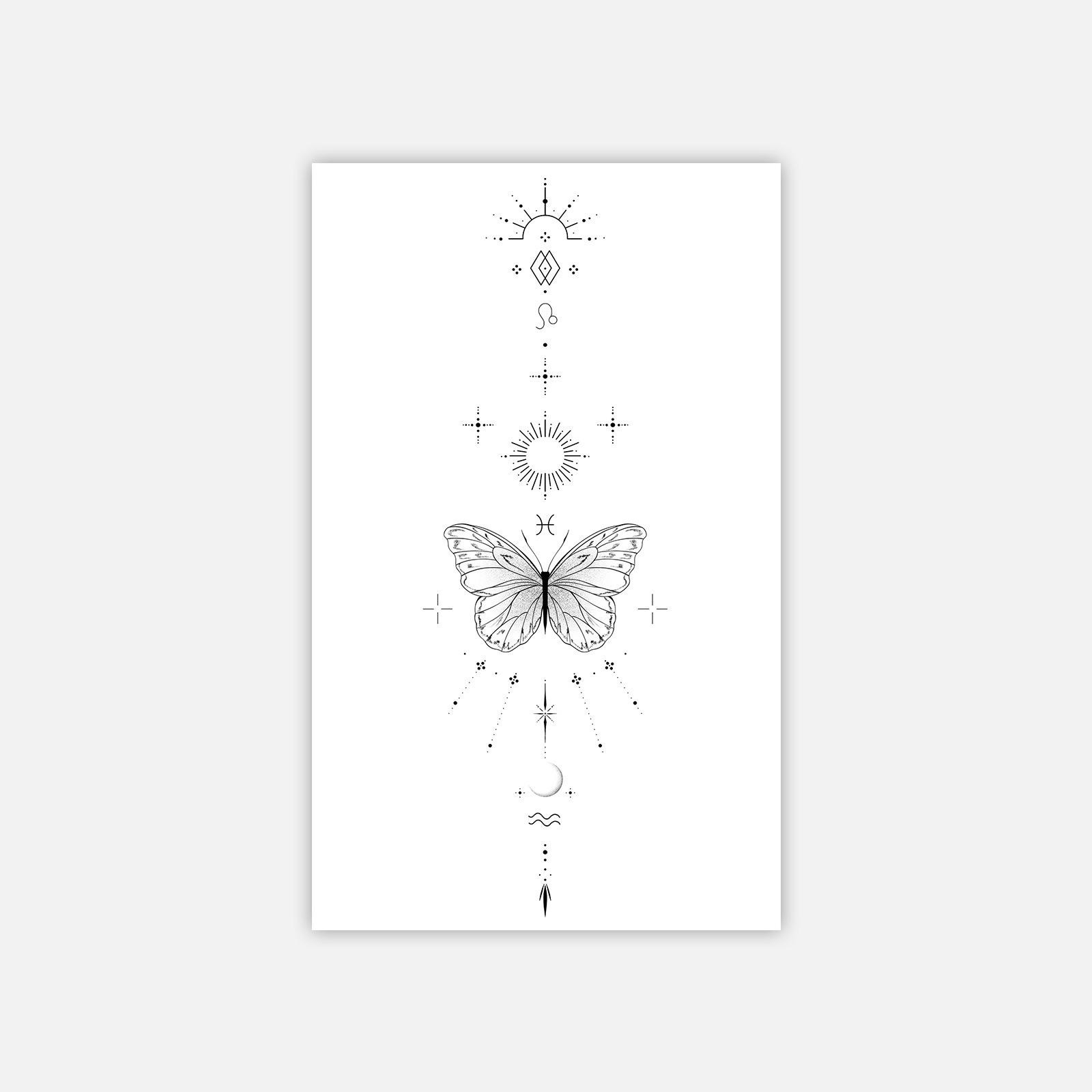Butterfly Constellation Tattoo Sticker, Waterproof And Long-Lasting, Literary Arm Model, Simulated Tattoo Sticker. 9*15