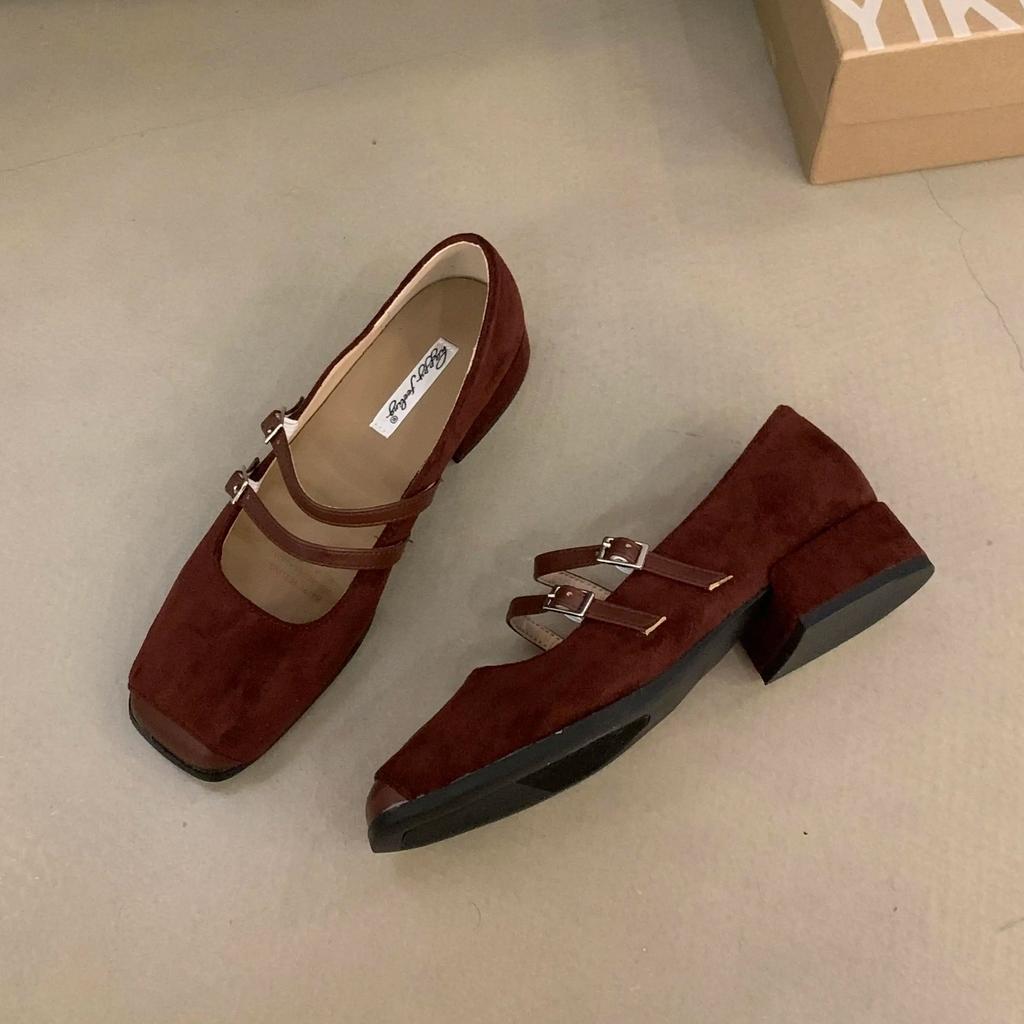 Bailamos New Brand Women Flat Sheos Fashion Shallow Slip On Shoes Square Low Heel Dress Shoes Casual Laofer Mujer