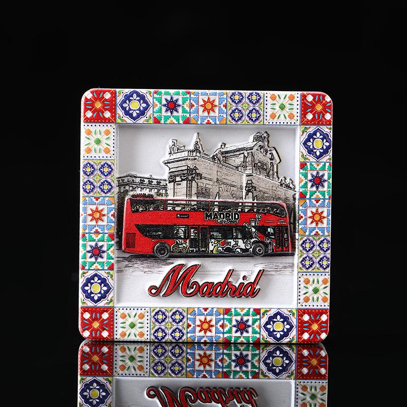 Kühlschrankmagnet mit Spanien-Land-Souvenir, Madrid, Barcelona, Magnetmagnete für den Kühlschrank, Kunstharz, bemalt, dekoratives Kunsthandwerk
