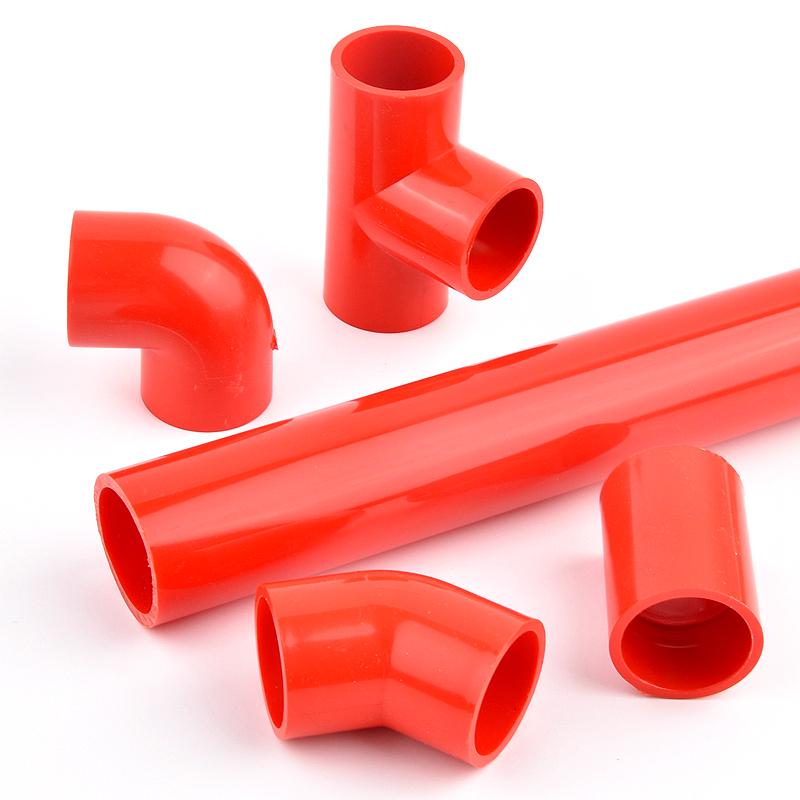 20mm~50mm Červené PVC Potrubní Fitinky Konektory Zahradní Zavlažování 90° Koleno Přímý T-kus Akvarijní Potrubí Spojka pro Rozvod Vody