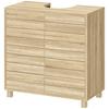 Bathroom Under-Sink Cabinet, U-Shaped Cutout, Slatted Doors, 60 x 30 x 60 cm, Natural