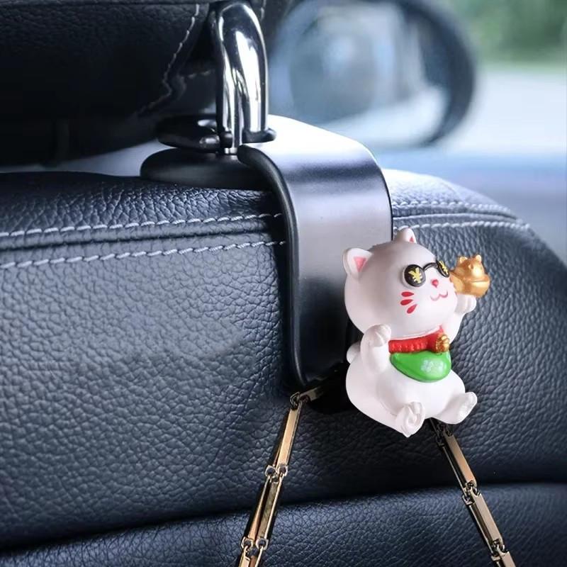 Car Seat Lucky Cat Back Hook Interior Supplies Car Seat Backrest Cutie Storage Car Accessories Decorative Adorns Creative Decor