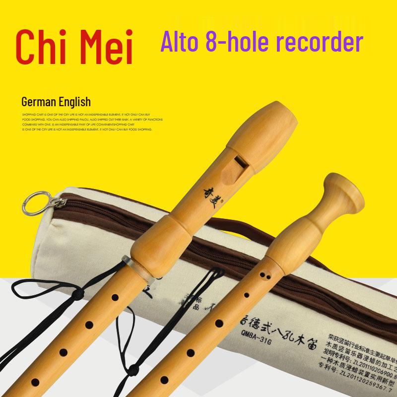 

Chime Alto Recorder, 8-Hole F Key, English/German Style, Wooden Instrument for Beginners. British Style QM8A-30B