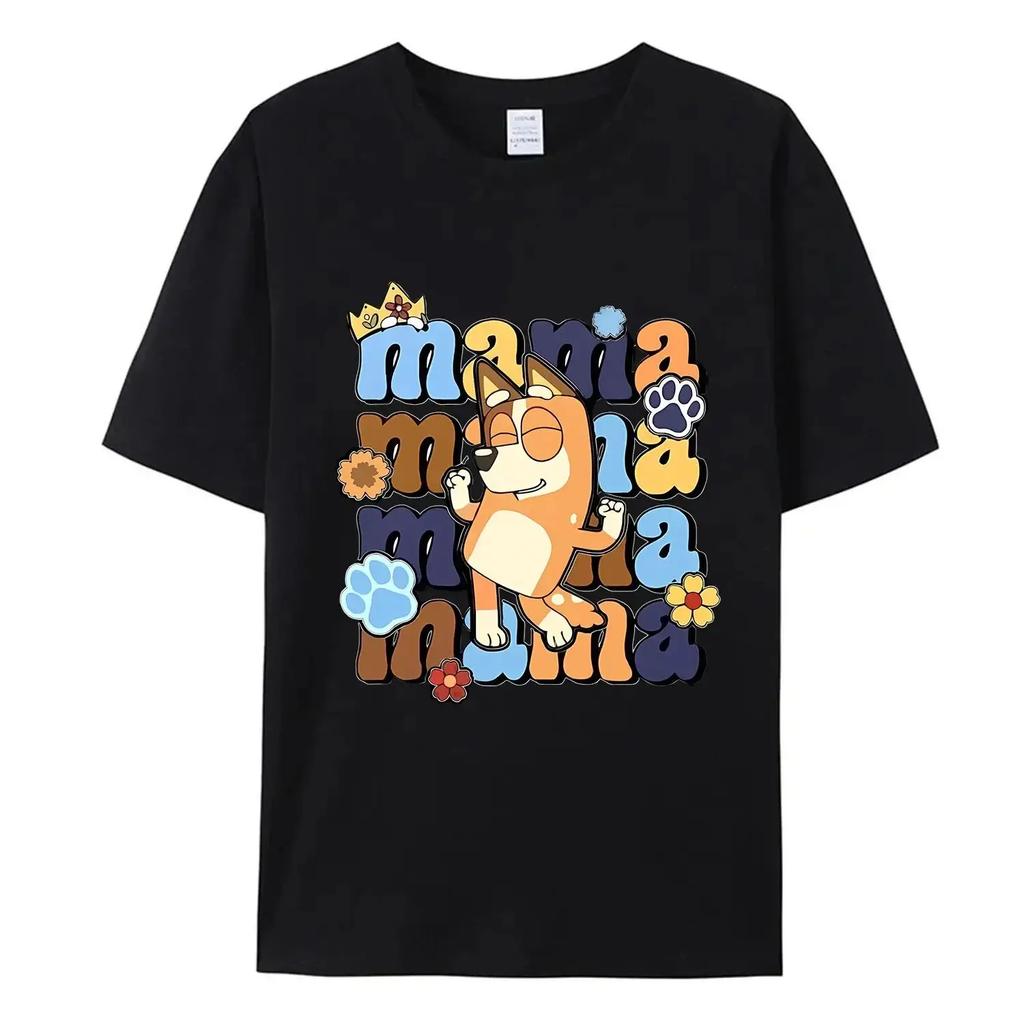 Mama und Papa Damen Herren T-Shirt Neu Süßes Oberteil Sommer Familien Set Animation Schwarzweiß T-Shirt Familienkleidung Geschenk