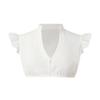Women Short Sleeve Cropped Blouse with Ruffle Sleeves V Neck Button Front Bavarian Style Shirt for Festivals and Events