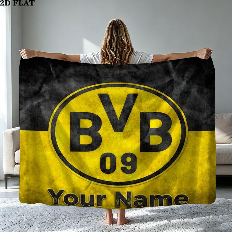 1PC Borussia Custom Name Patterned Flannel Blanket Suitable For All Seasons for Home Decor Warmth and Comfort Gifts Holiday Present