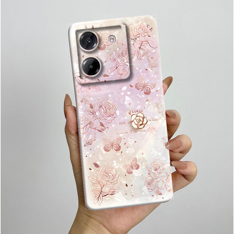 Voor Xiaomi Poco M7 Pro 5G Hoesje Esthetische Vlinder Bloemen Siliconen Zacht Schokbestendig Coque Cover Voor XiaomiPocoM7Pro Fundas Bumper