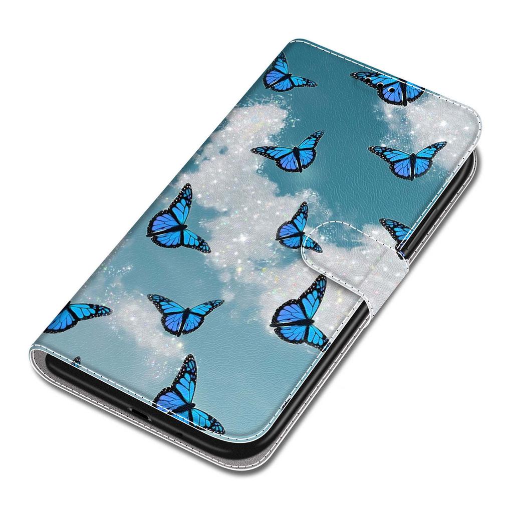 White Cloud Blue Butterfly PU Leather Wallet Flip Photo Frame Book Case for iPhone Samsung Huawei Honor Xiaomi Redmi Oppo Sony Motorola Nokia Google