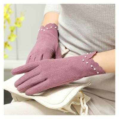 Women Thin Gloves Windproof Touch Screen Driving Pearl Decor Elegant Gloves Cold-proof Fashion Outdoor Warm Cycling Mittens