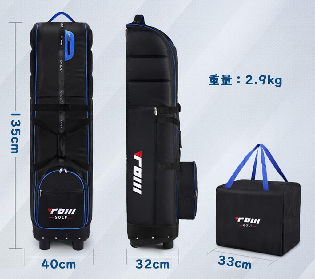 FMAFNLY Golftasche Golf Reiseabdeckung mit faltbarer Golf-Fluggesellschaft Golftasche Reiseabdeckung Passend für bis zu Schwarz Blau Abdeckung, Räder, Tasche, Koffer, Widerstandsfähig, 9,5"/48"