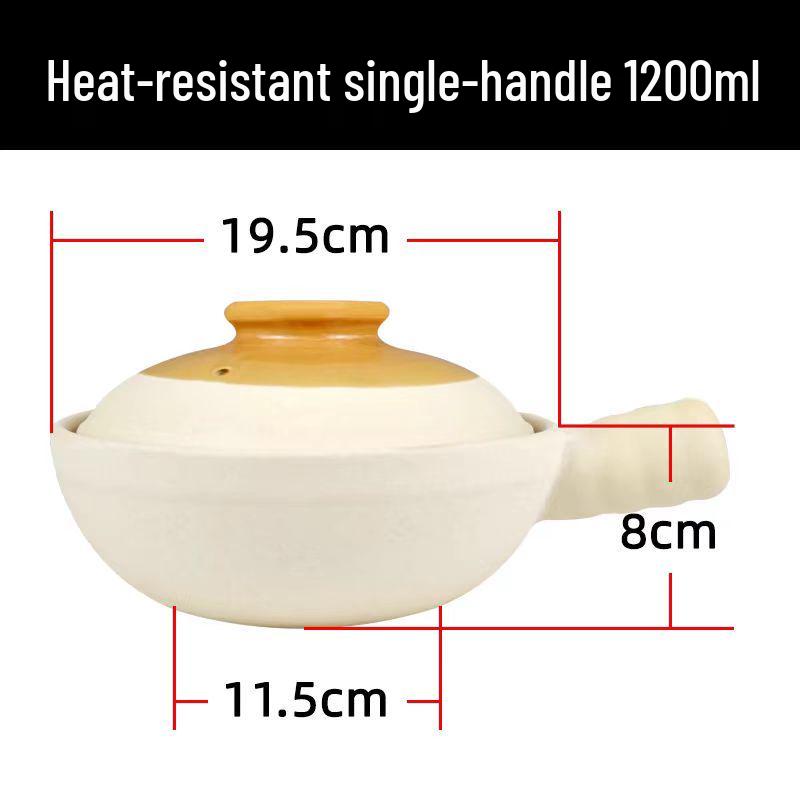 High-Temperature Resistant Unglazed Single-Handle Earthenware Clay Pot for Rice and Noodles