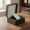 Flipwatch Storage Box Lambskin Texture PU Leather Watch Hinged Lid Timepiece Holder