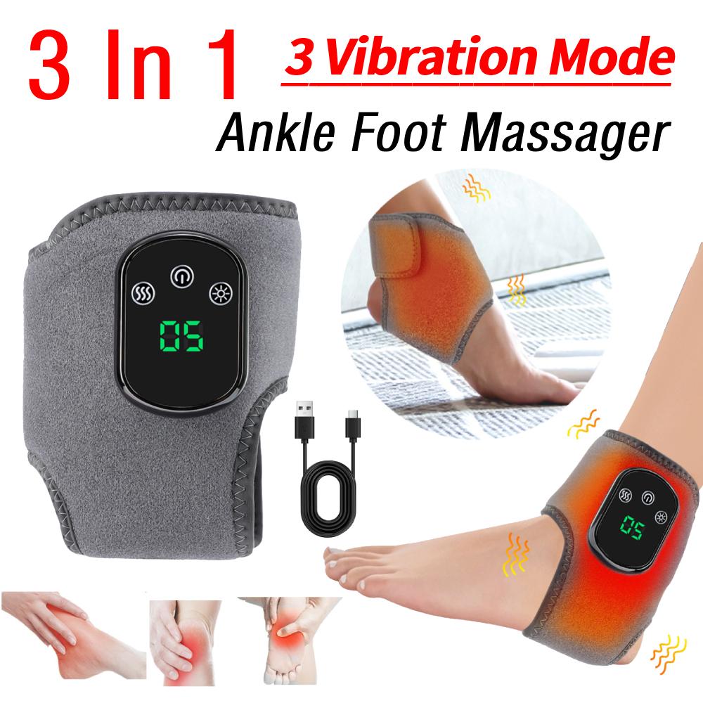 3 IN 1 Ankle Heat Wrap 3 Vibration Mode Ankle Massager 5 Heat Leave Vibration Heated Feet Wrap for Circulation and Pain Relief