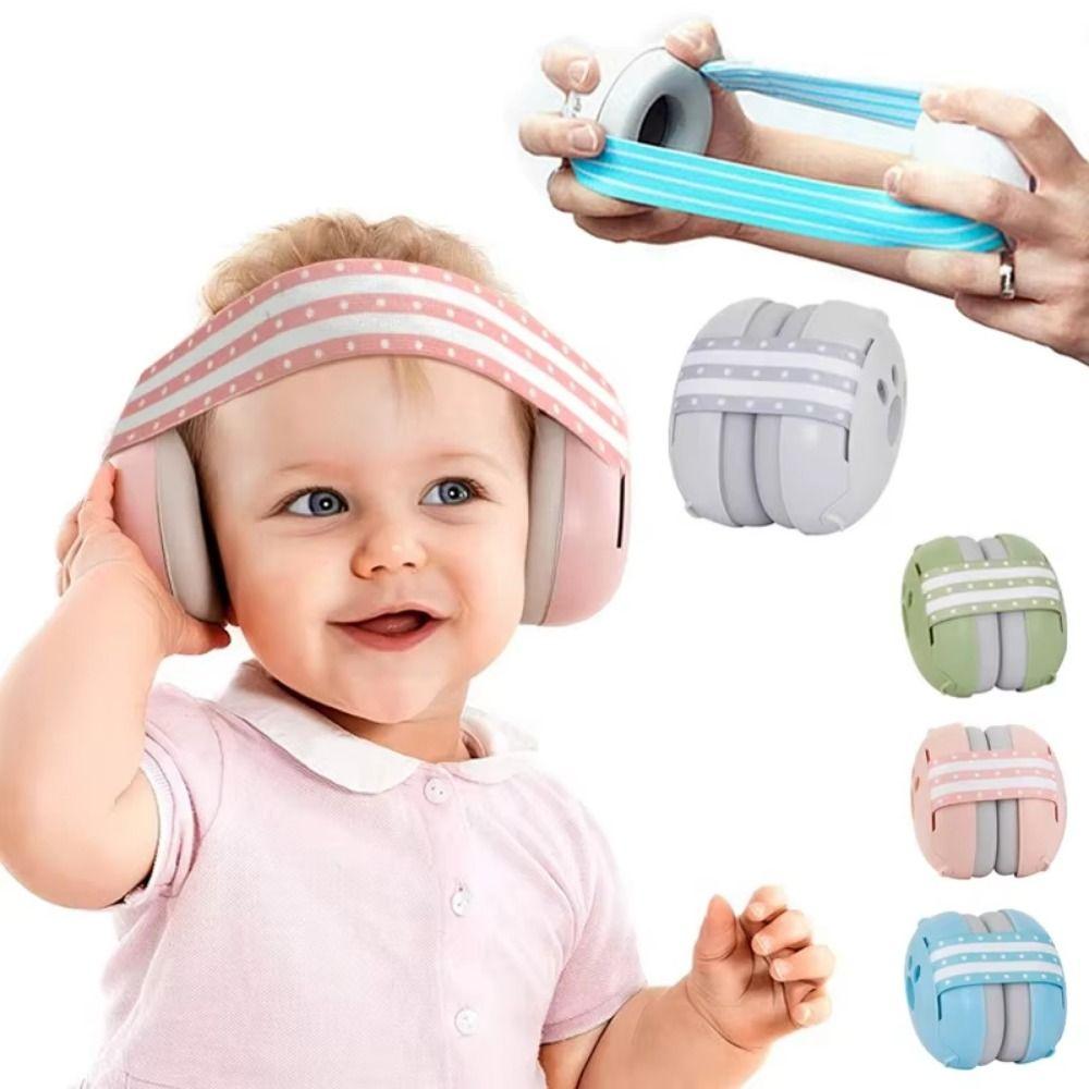 

Portable Noise-Reducing Earmuffs 2 in 1 Infant Noise Reduction Earmuffs Airplane Use сірий