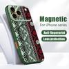 Magnetic For Magsafe Case For iPhone 17 Pro Max European-style Vintage Pattern Skin Feeling Cover For iPhone 16 15 14 13 Pro Max