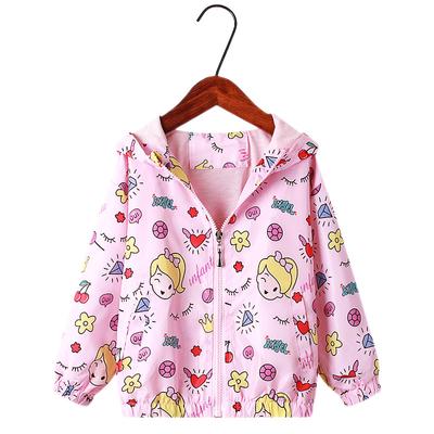 Neue Kinderkleidung Frühling und Herbst dünnes Kapuzen-Reißverschluss-Shirt Mädchen-Jackenmantel