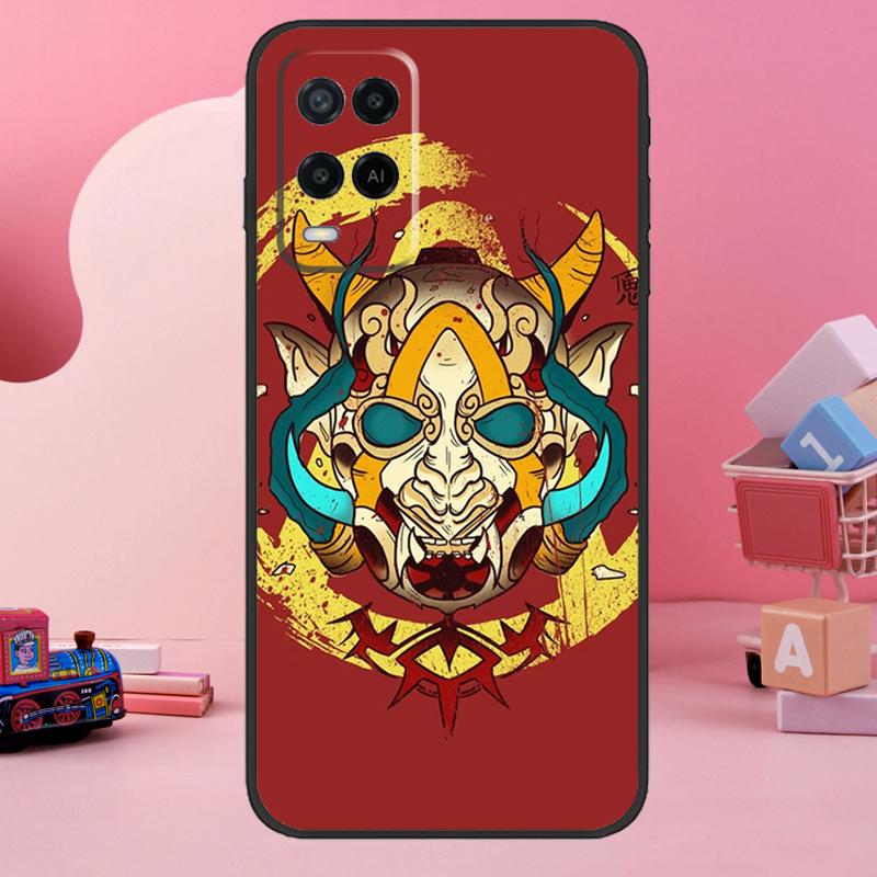 Japanese Hannya Oni Mask Case For Oppo A74 A94 A54 A17 A57 A77 A76 A16 A96 A18 A60 A80 A40 A38 A58 A78 A98 A15 A5 Pro