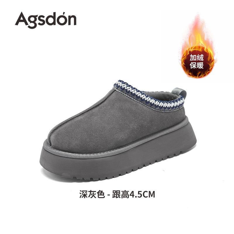Augustus snow boots women's 2025 new winter velvet thickened low-top short boots thick-soled one-pedal cotton slippers
