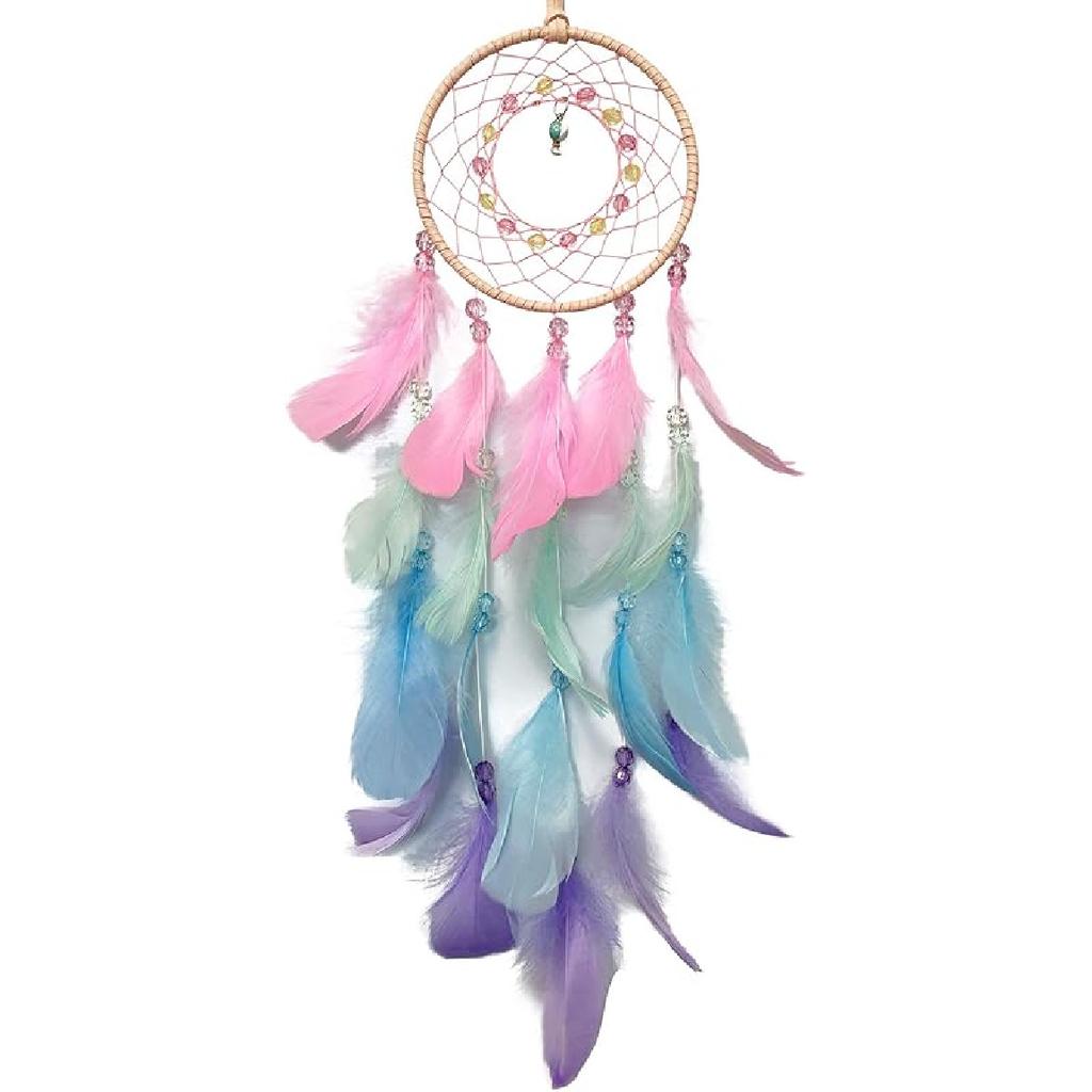 AWLEE Colorful Dream Catchers, Handmade Feather Native n Circular Net for Kids Boys Girls Bedroom Wall Hanging Decoration Decor Nursery Wall Art
