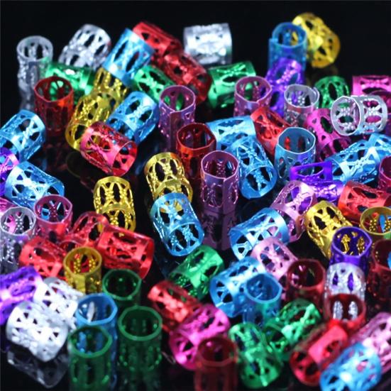 100Pcs Fashion Solid Color Aluminum Women Braiding Hair Rings Clip Decoration