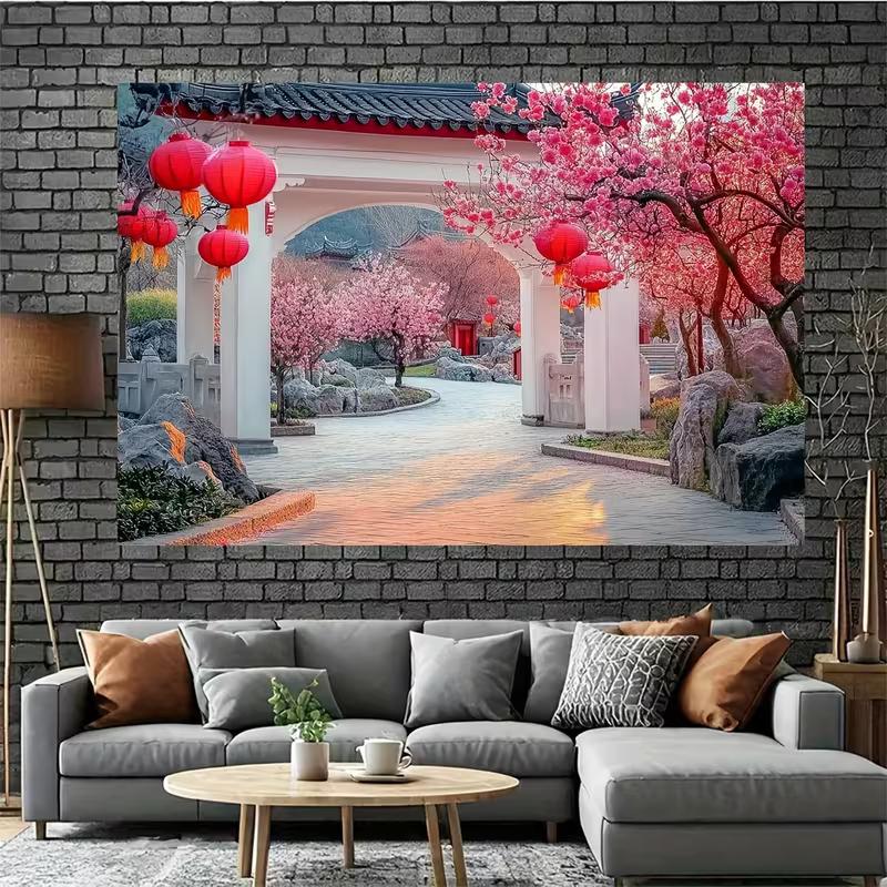 Red Lantern Spring 2D Backdrop, Chinese Style Party & Live Background Cloth