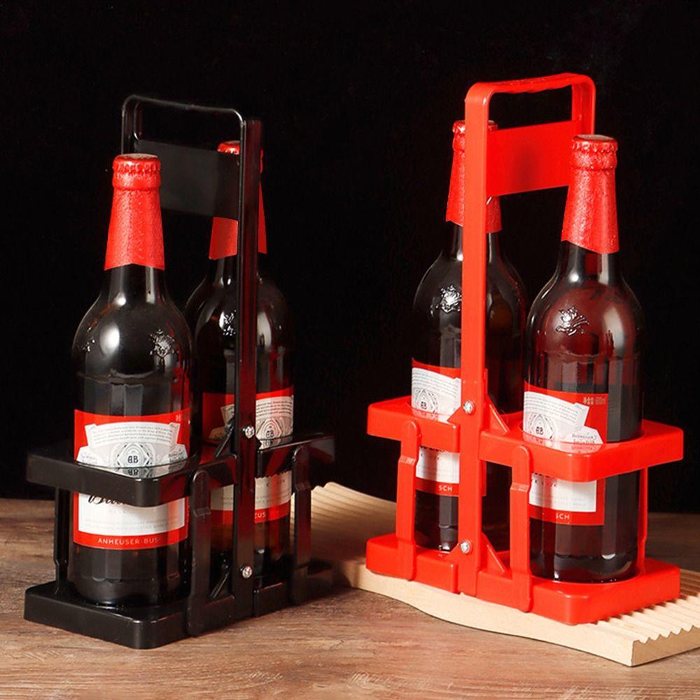 1Pcs New Basket Cup Organizer Beer Rack Bar Beverage Display Foldable Beer Bottle Carrier Reusable 2 Holes Drink Holder