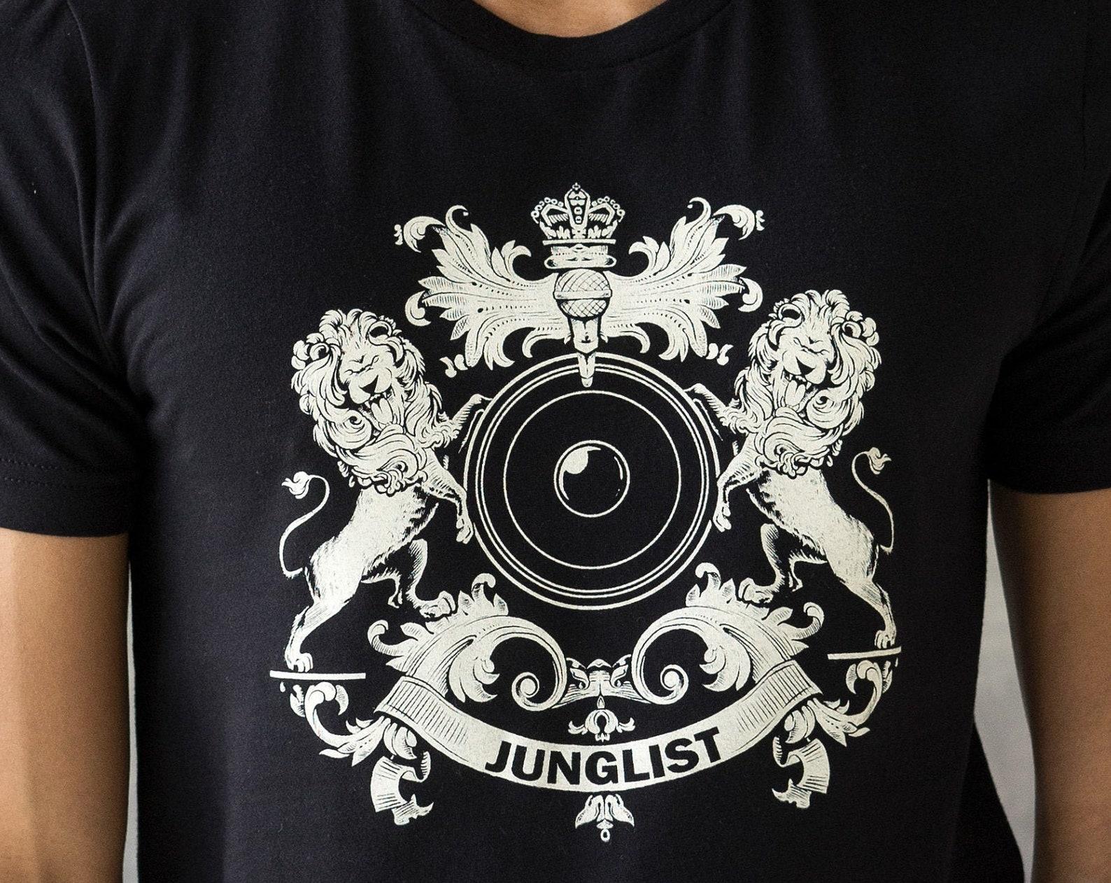Junglist Coat of Arms T-Shirt - Drum and Bass Music Tee S