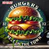 Retro Vintage Hamburger  Best In Town Classic Food Round HD Metal Wall Art  American Diner Style Metal Sign for Cafe and Rest
