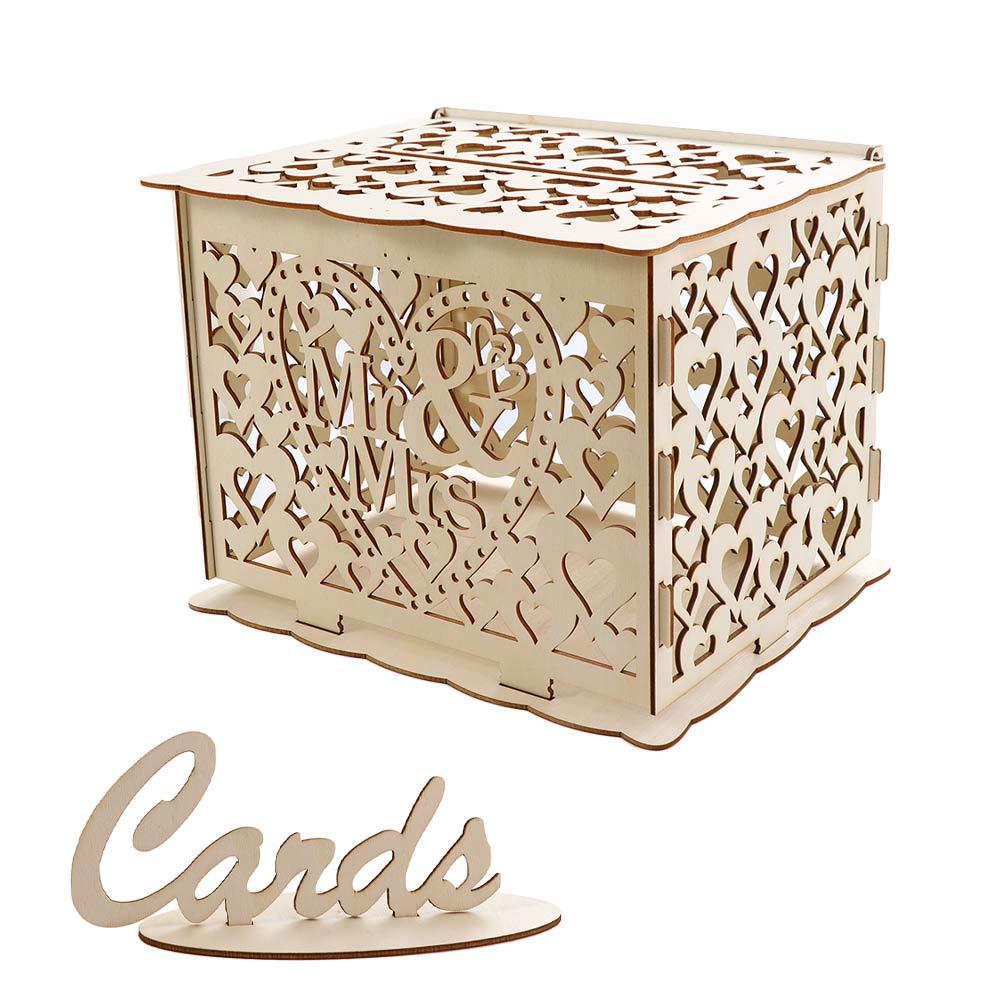 

Creative Small For Wedding Card Invitation Gift Envelope Business Card Wooden Box Wedding Decoration Card Box Party Supplies Other