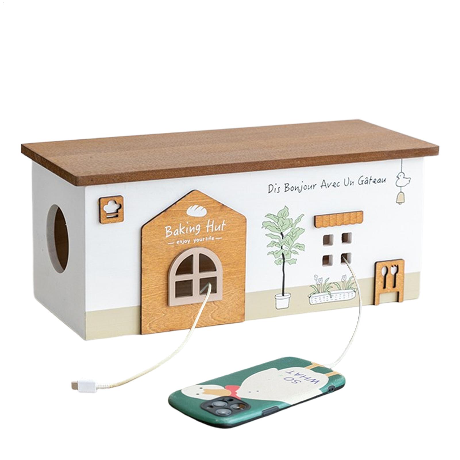 

Декор в стиле бревенчатой хижины Органайзер для кабелей Деревянная корзина в стиле хижины Органайзер для хранения шнуров Скрытое хранение проводов China Mainland