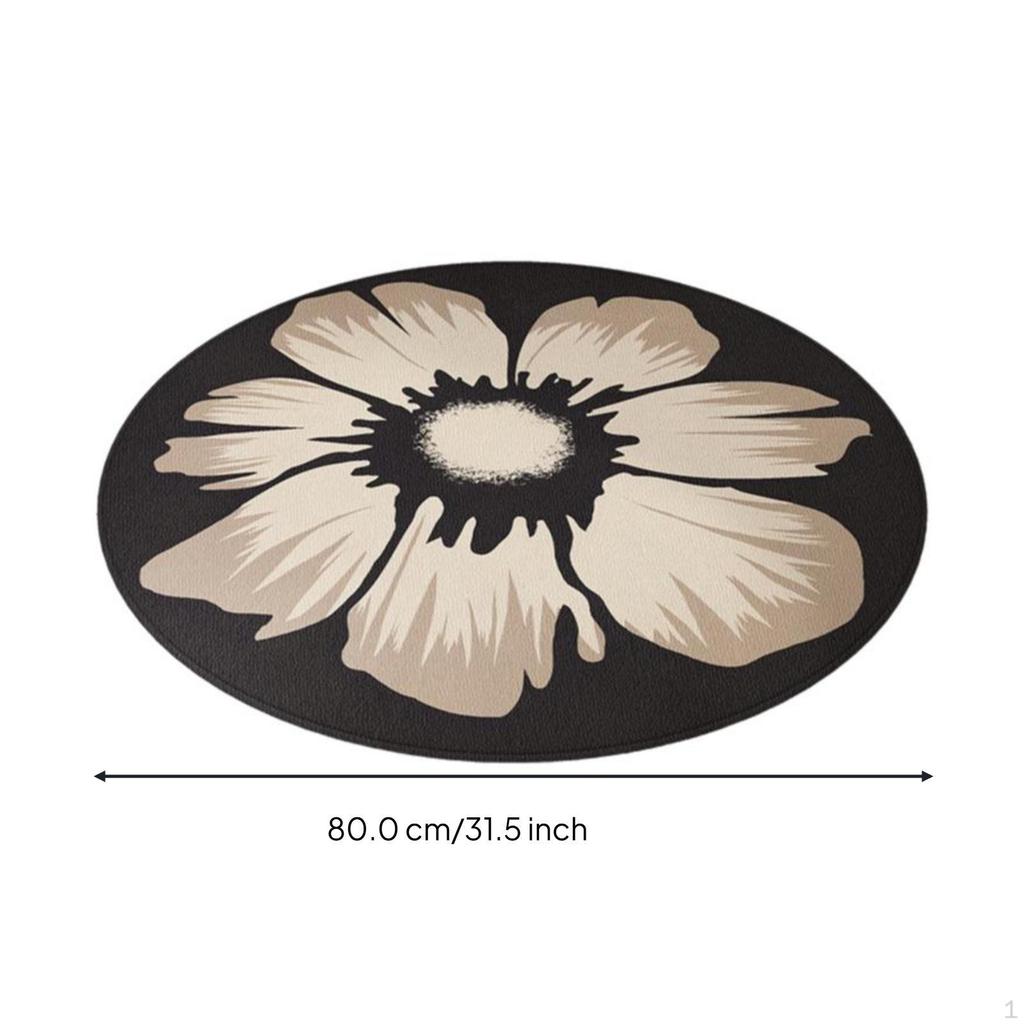Round Area Rug, Cleanable Soft Carpet, Living Room Bedroom, Vintage Design LB60C1 60cm