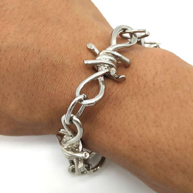 Punk Jewelry Set Barbed Wire Brambles Necklace Bracelet for Motorcyclists Bikers
