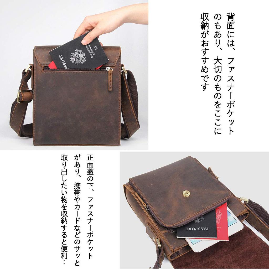 Ariga Men's Genuine Leather Shoulder Bag, Crossbody Messenger Bag, for Commuting and School
