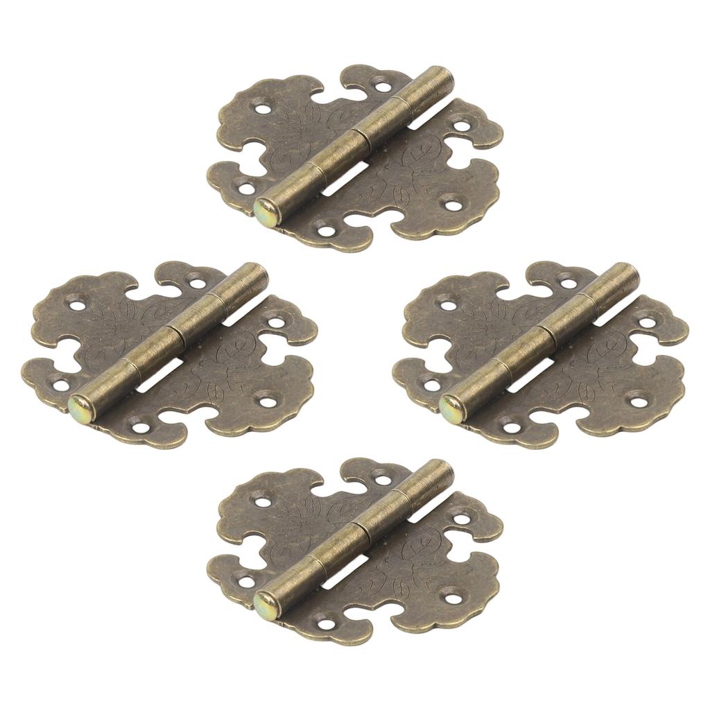 4 pcs Antique Decorative Hinges for Wooden Door Cabinets Rustic Design