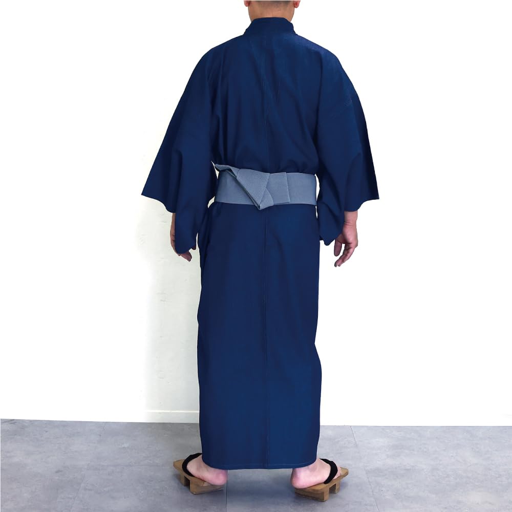 SWINGPLUS Light Denim Solid Yukata Men's Kimono, 6.5 oz, Color, Single-Layer Kimono, (Size 2L)