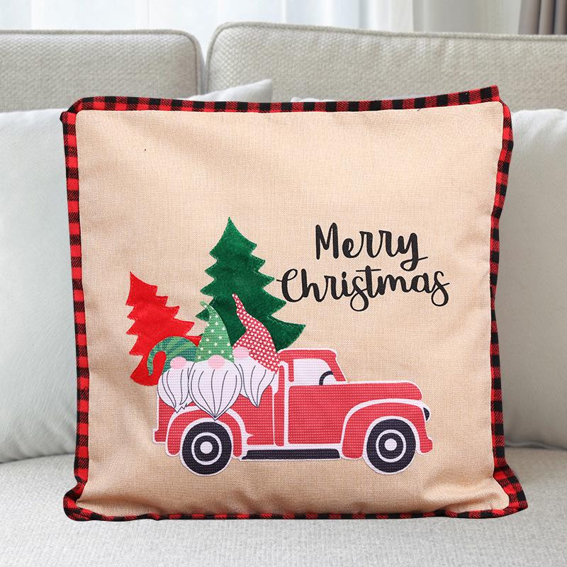 Christmas Forest Old Man Linen Pillowcase Ornament