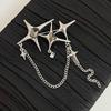 Elegant Four point Star Chain Pin Personality Punk Breastpin Crystal Badge Jewelry Sophisticated Women Suit Dress Brooch